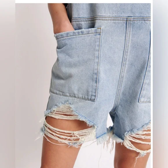 Free People One Teaspoon HENDRIXE PINI DENIM PLAYSUIT. NWOT. - Picture 2 of 6